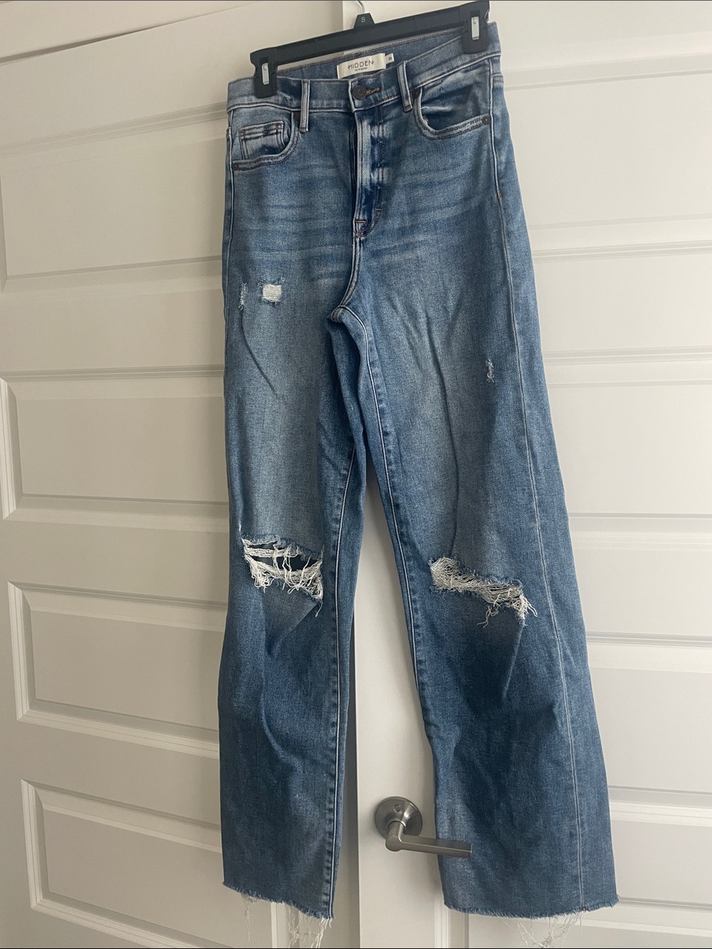 Hidden boutique Straight Leg Distressed Jeans in Blue - Women